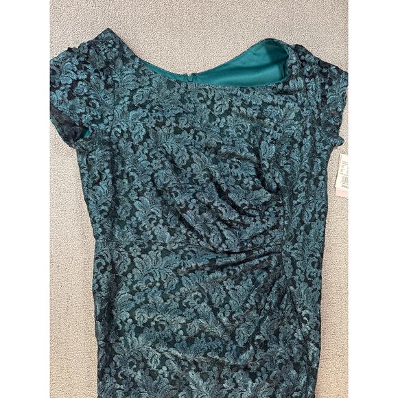 NWT Oleg Cassini Formal Dress Full Length Lace Glitter Green Size 18W - Picture 3 of 10